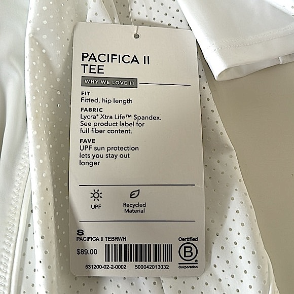 NWT! Athleta White Pacifica II Tee! - Picture 5 of 6